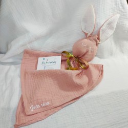 Doudou lapin jolis rêves/rose